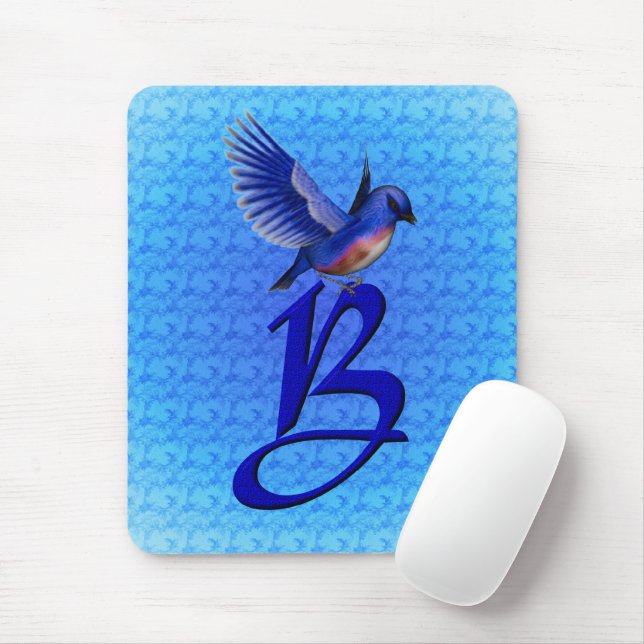 Bluebird Monogram Initial B Mousepad (Mit Mouse)