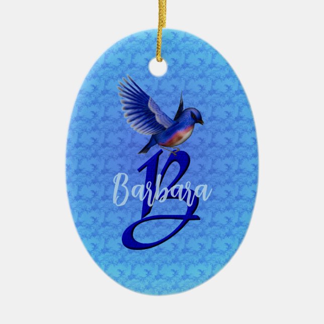 Bluebird Monogram Initial B Personalized Keramik Ornament (Vorne)