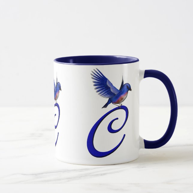 Bluebird Monogram Initial C Elegant Tasse (Rechts)