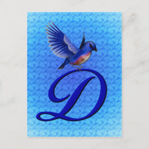 Bluebird Monogram Initial D Elegant Postkarte