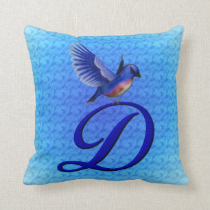 Bluebird Monogram Initial D Kissen