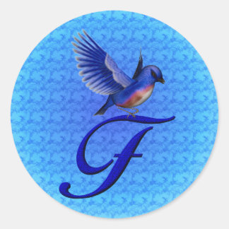 Bluebird Monogram Initial F Elegant Runder Aufkleber