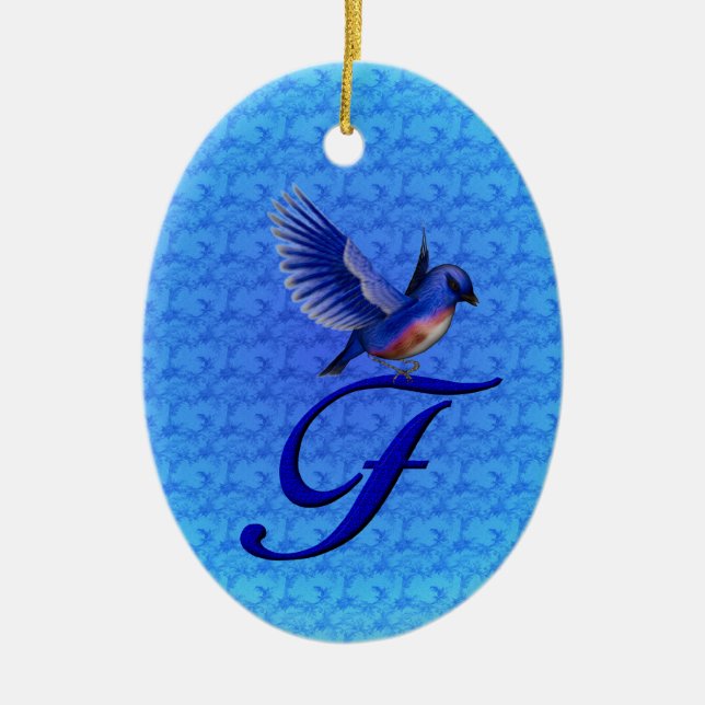 Bluebird Monogram Initial F Keramik Ornament (Vorne)