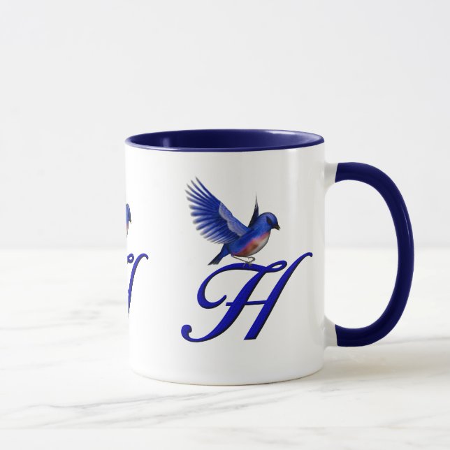 Bluebird Monogram Initial H Elegant Tasse (Rechts)