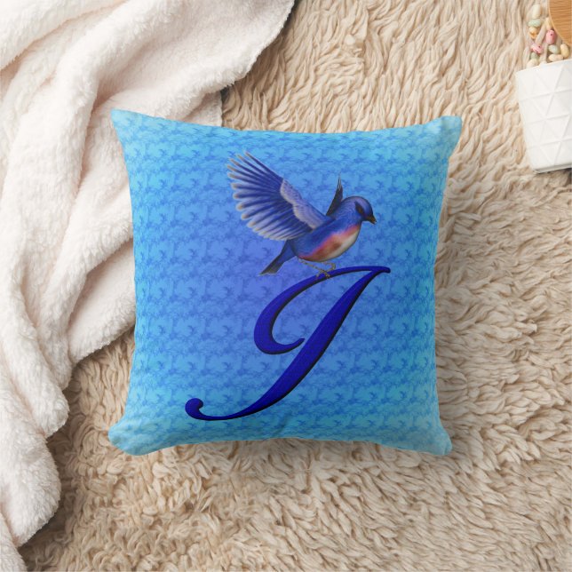 Bluebird Monogram Initial J Kissen (Decke)