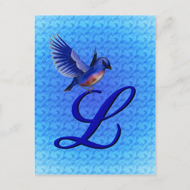 Bluebird Monogram Initial L Elegant Postkarte (Vorderseite)