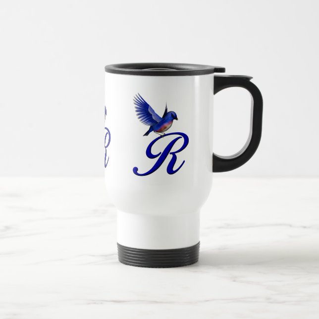 Bluebird Monogram Initial R Elegant Reisebecher (Rechts)
