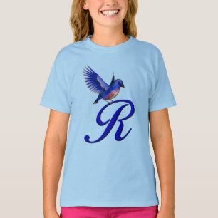 Bluebird Monogram Initial R Elegant T-Shirt