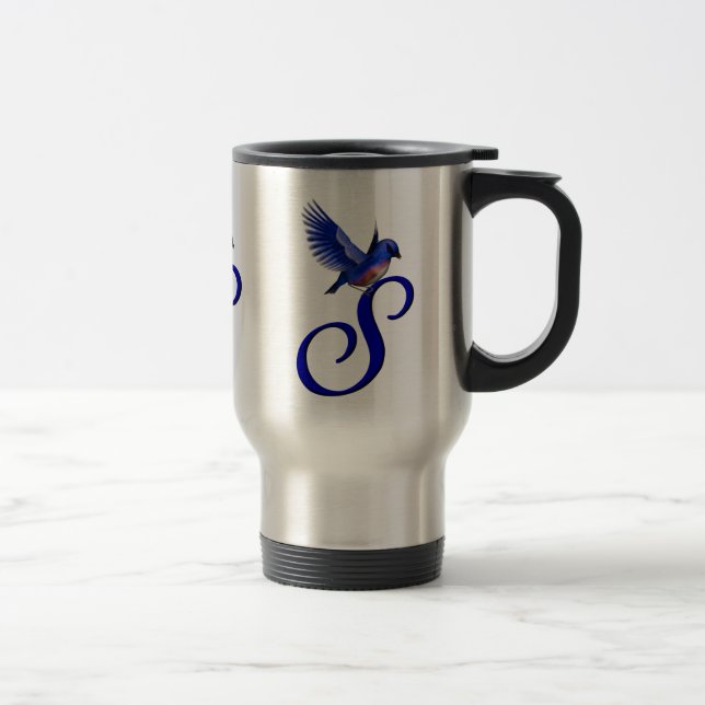 Bluebird Monogram Initial S Elegant Reisebecher (Rechts)