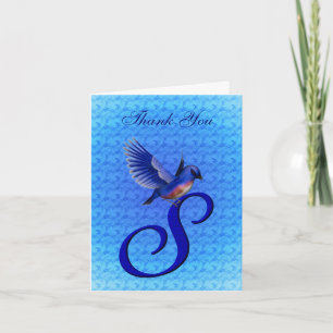 Bluebird Monogram Initial S Elegant Vielen Dank Dankeskarte