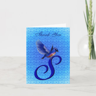 Bluebird Monogram Initial S Elegant Vielen Dank Dankeskarte