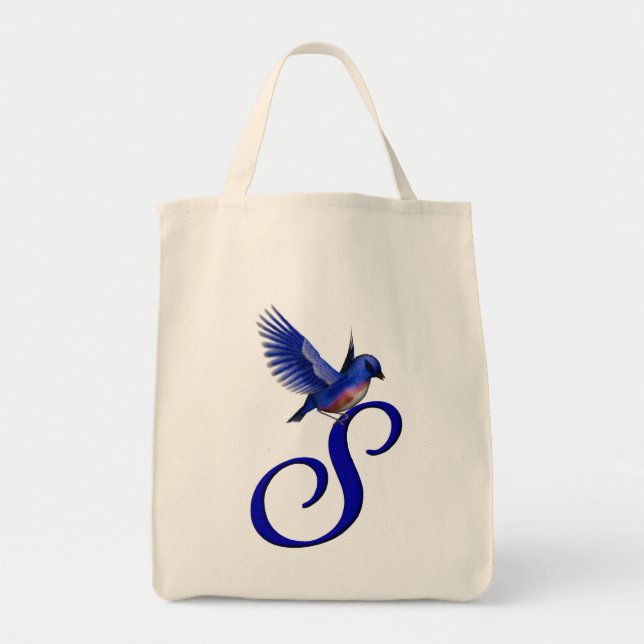 Bluebird Monogram Initial S Tragetasche (Vorne)