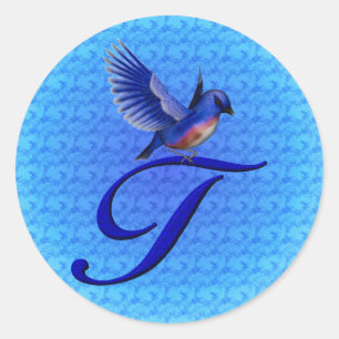 Bluebird Monogram Initial T Runder Aufkleber