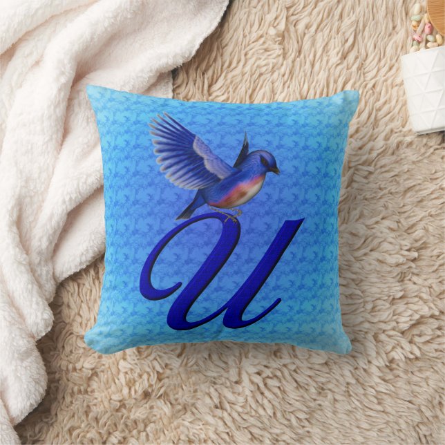 Bluebird Monogram Initial U Kissen (Decke)