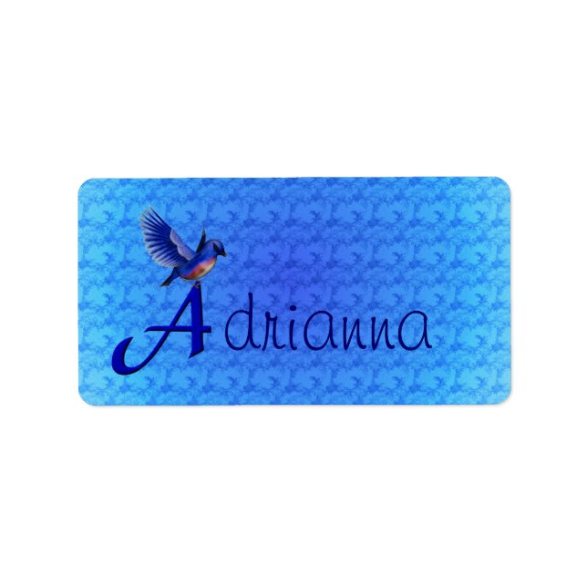 Bluebird Monogram Your Name Initial A Adressaufkleber (Vorne)