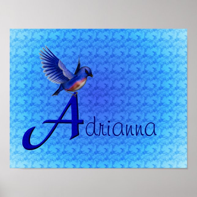 Bluebird Monogram Your Name Initial A Poster (Vorne)