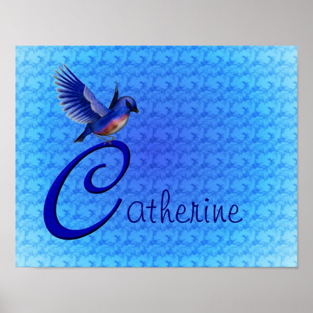 Bluebird Monogram Your Name Initial C Poster (Vorne)