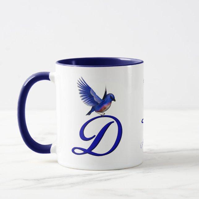 Bluebird Monogramm Initial D Elegantes Personalisi Tasse (Links)