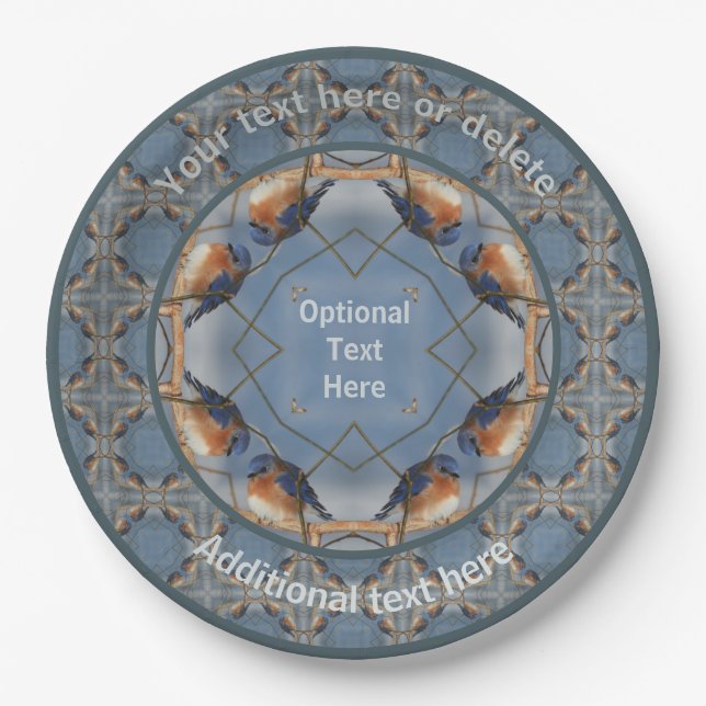 Bluebird Nature Art Personalisiertes Party Pappteller (Vorderseite)
