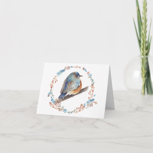 Bluebird Niedlich Watercolor Art Dankeschön Karte (Vorderseite)