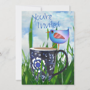 Bluebird of Coffee Happiness Invitation Einladung