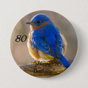 Bluebird of Happiness Birthday Button