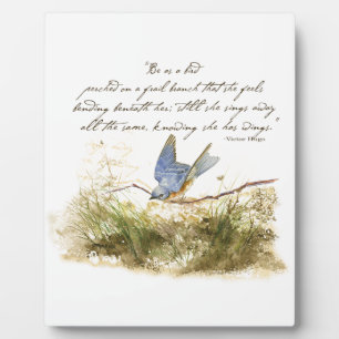 Bluebird on Branch Inspiration Gedicht Wasserfarbe Fotoplatte