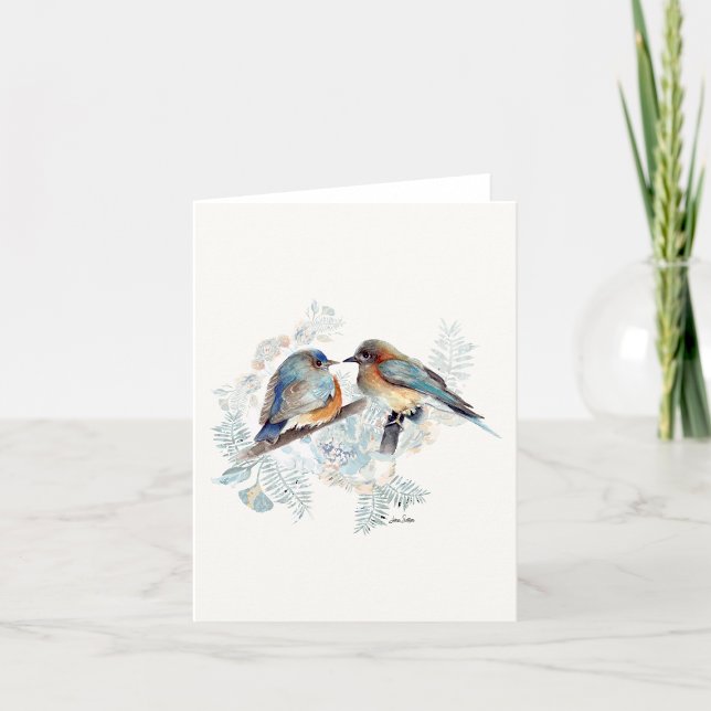 Bluebird Pair Watercolor-Karte (Bluebird Couple Watercolor Blank Note Cards from Jenn Steffen Art)