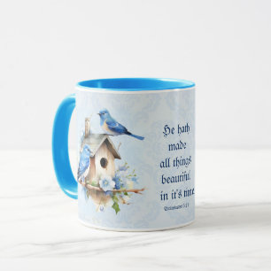 Bluebird Scripture Mug Birdhouse Ecclesiastes