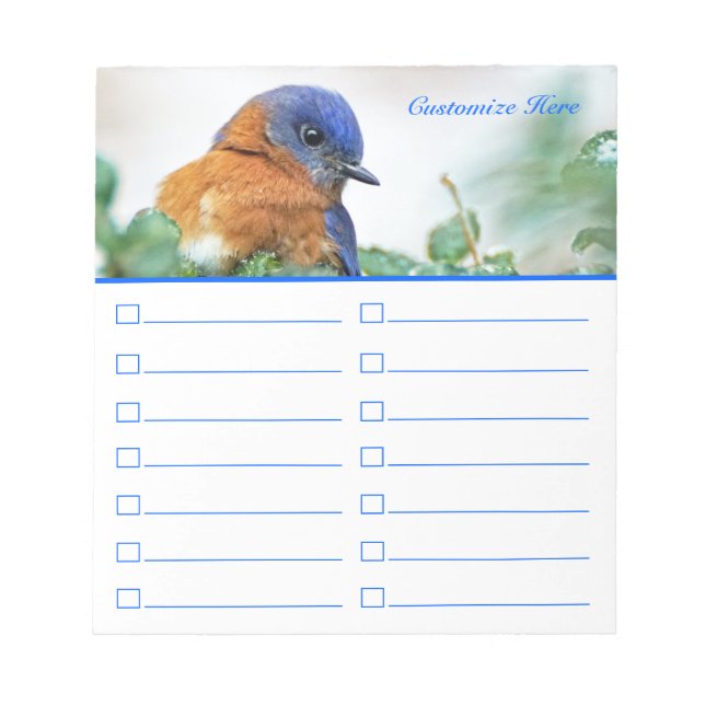 Bluebird To Do List oder Lebensmittelliste Notepad Notizblock (Vorderseite)
