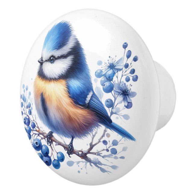 Bluebird und Blueberries Keramikknauf (Rechts)