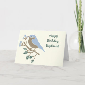 Bluebird und Blueberries Personalisiert zum Geburt Karte