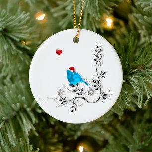 Bluebird und Herz! Keramik Ornament