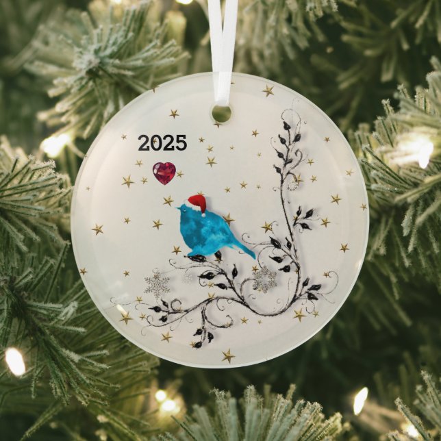 Bluebird und Herzglas Ornament Aus Glas (InSitu)