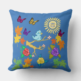 Bluebird und Sunshine Springtime Square Kissen