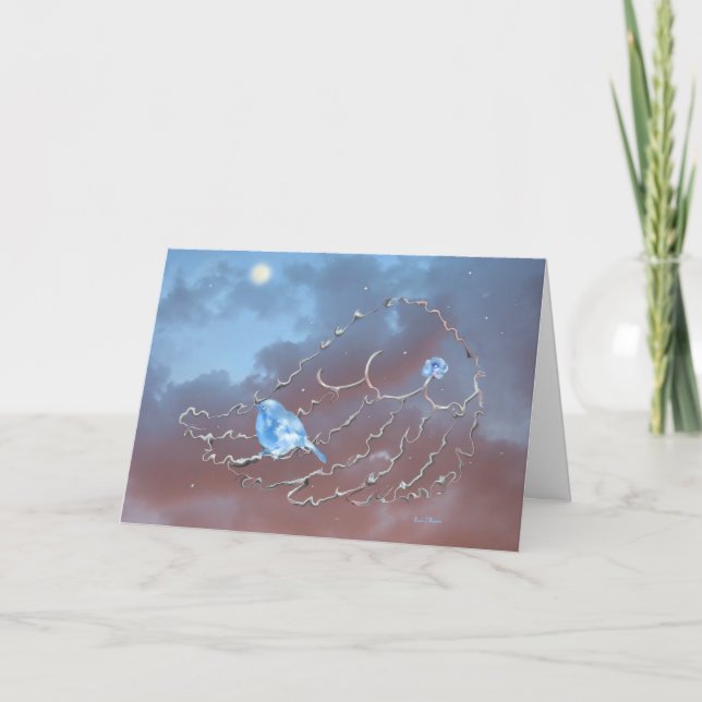Bluebird Watching the Moon  Invitation Einladung (Vorderseite)