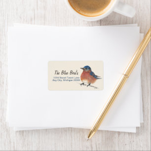 Bluebird Watercolor Art Adressaufkleber