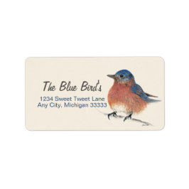 Bluebird Watercolor Art Adressaufkleber