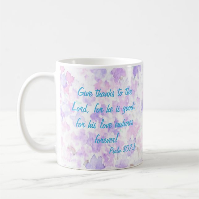 Bluebird Watercolor Scripture Tasse Psalm 107 (Links)
