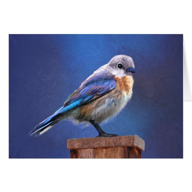 Bluebird (weibliche Malerei) - Original Bird Art (Vorderseite (Horizontal))