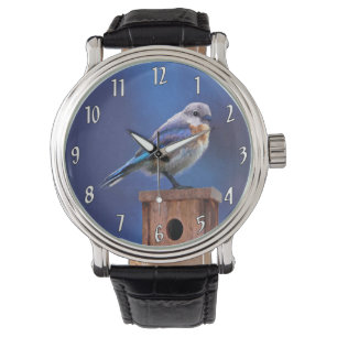Bluebird (weibliche Malerei) - Original Bird Art Armbanduhr