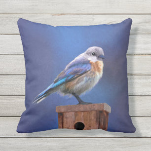 Bluebird (weibliche Malerei) - Original Bird Art Kissen