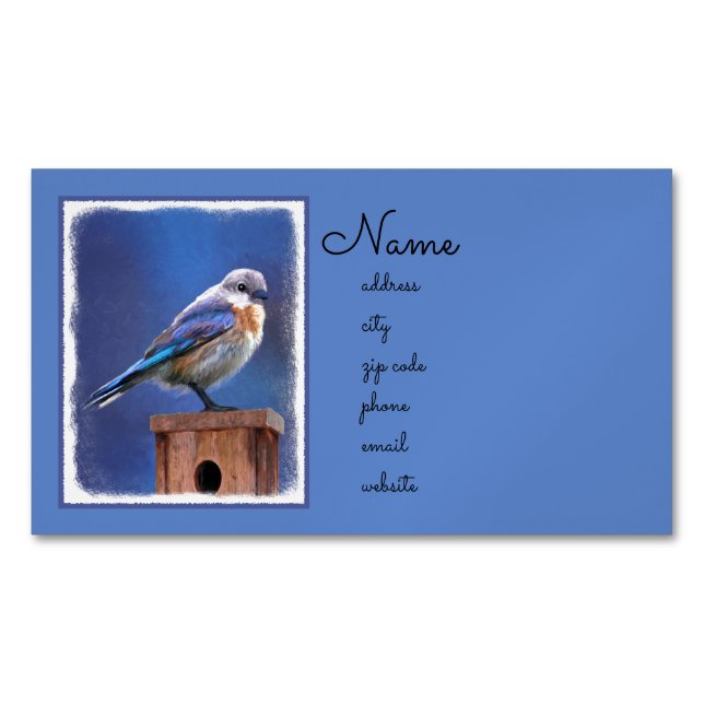 Bluebird (weibliche Malerei) - Original Bird Art Magnetische Visitenkarte (Vorderseite)