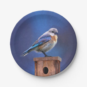 Bluebird (weibliche Malerei) - Original Bird Art Pappteller