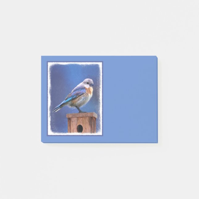 Bluebird (weibliche Malerei) - Original Bird Art Post-it Klebezettel (Vorderseite)
