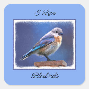 Bluebird (weibliche Malerei) - Original Bird Art Quadratischer Aufkleber