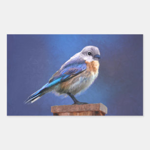Bluebird (weibliche Malerei) - Original Bird Art Rechteckiger Aufkleber