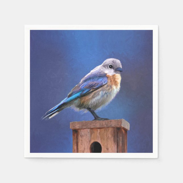Bluebird (weibliche Malerei) - Original Bird Art Serviette (Vorderseite)