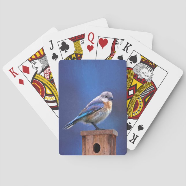 Bluebird (weibliche Malerei) - Original Bird Art Spielkarten (Rückseite)