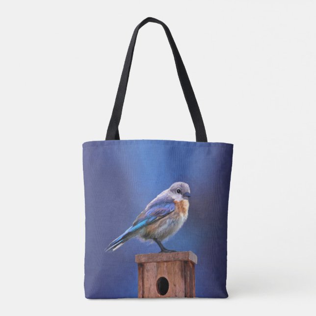 Bluebird (weibliche Malerei) - Original Bird Art Tasche (Rückseite)